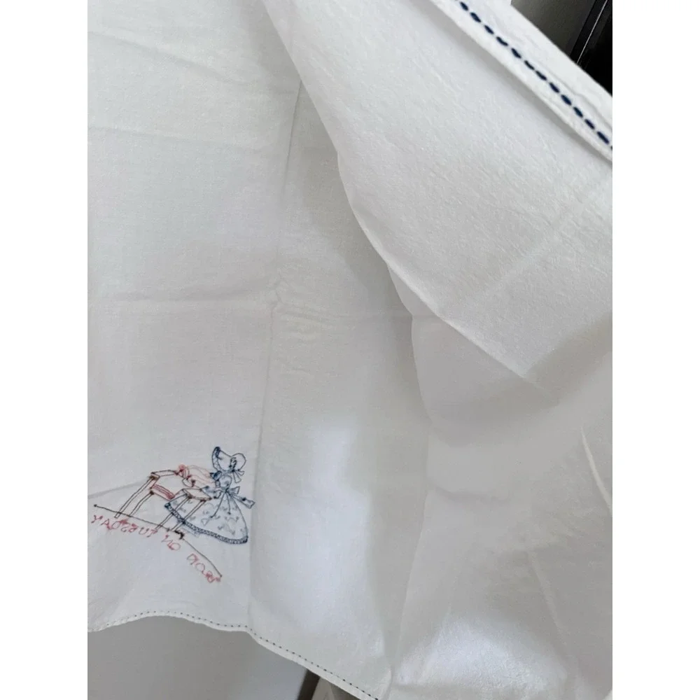 Cottagecore VTG Embroidered Days Of The Week Dish Towel Chores Iron On Tuesday
